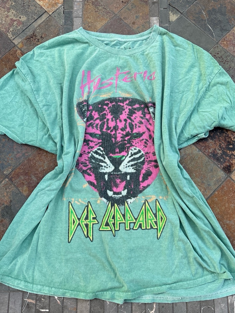 Def Leppard Mint Green Graphic Short-Sleeve Tee